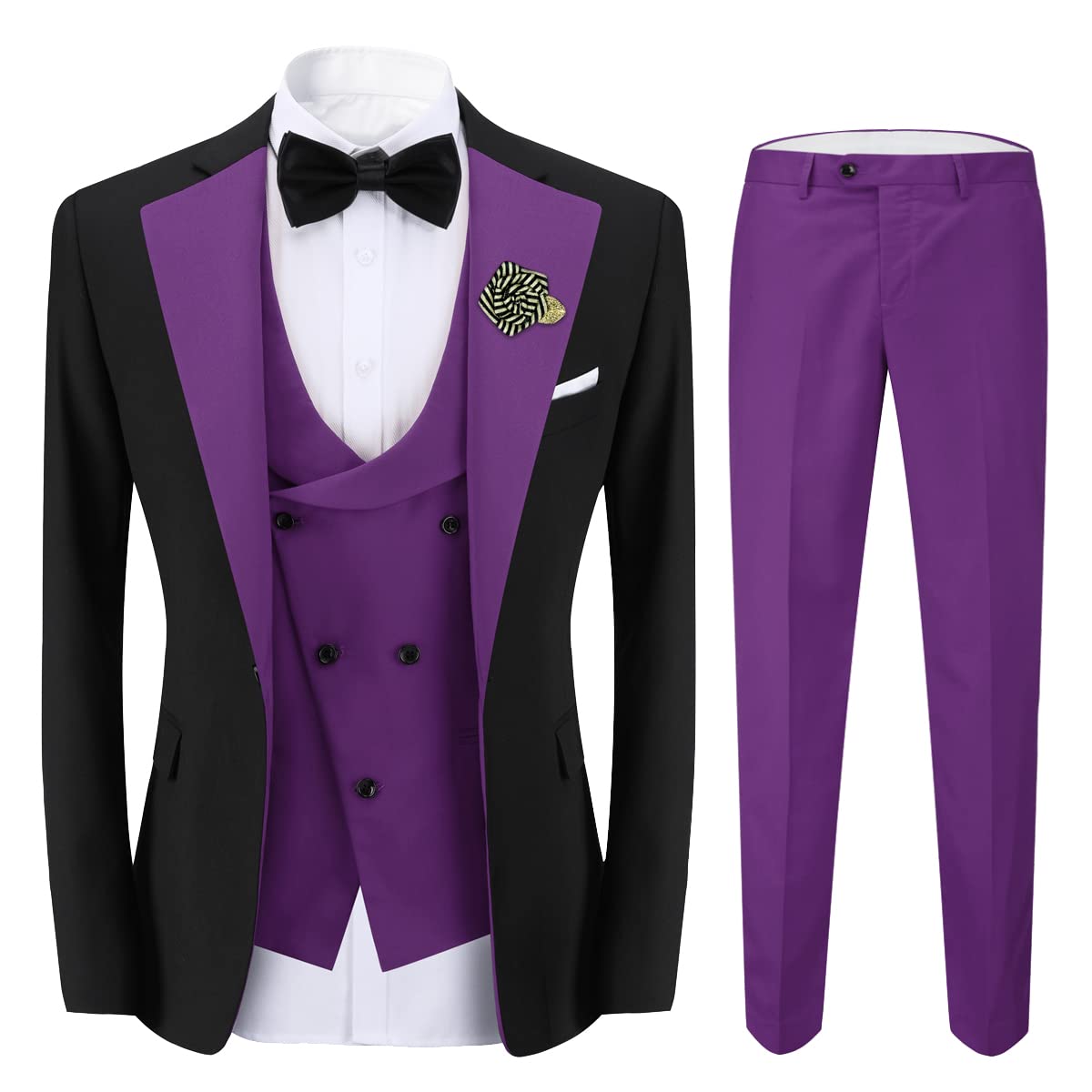 Cloudstyle Men's 3-Piece Suit Set - Single Breasted Vest, Jacket & Dress Pants | Formal Business Attire, Wedding & Office Wear