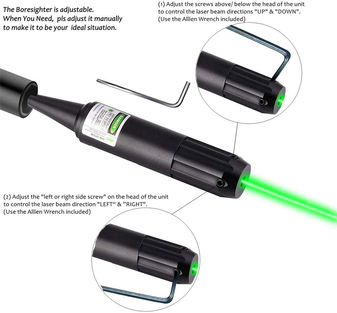**Green Laser Bore Sight Kit for Hunting - Red & Green Boresighters for Rifle & Pistol Calibration | Perfect for Range Shooting & Hunting Scenarios**
