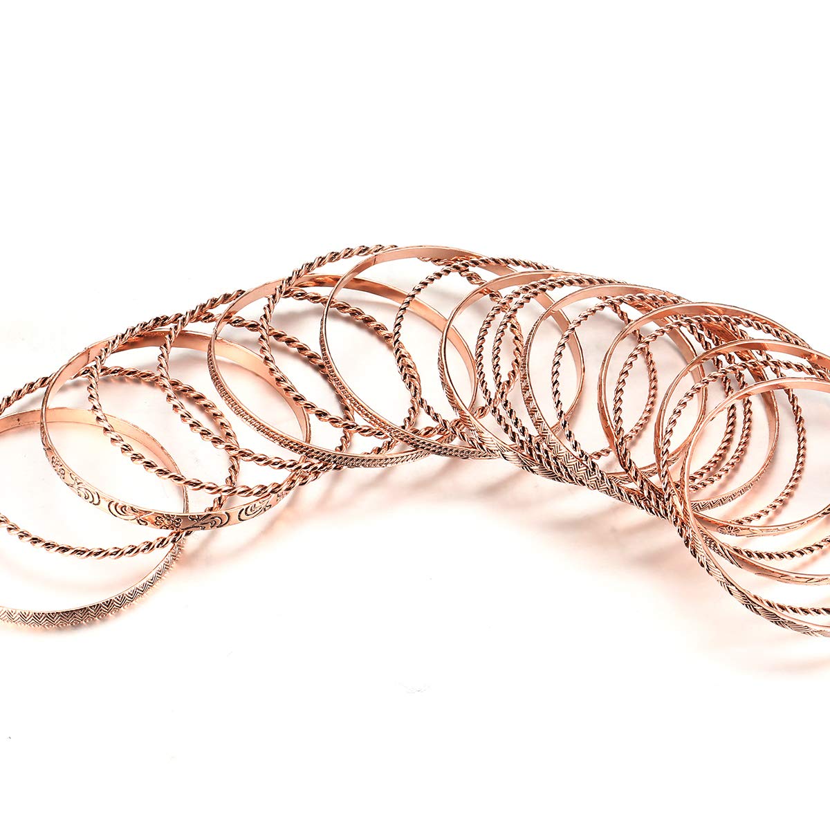 Ensoul Flower Mixed Metal Aztec African Indian Vintage Bangle & Bracelets for Women - Set of 19, 2.68