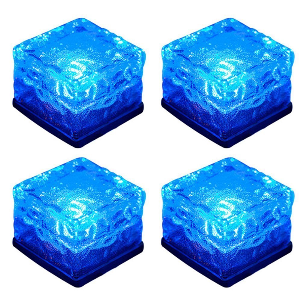 Solar LED Path Lights - Waterproof Frosted Glass for Garden & Pathway (4-Pack, Blue) - Outdoor Decoration & Landscape Lighting