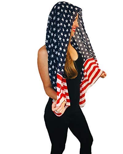 USA American Flag Patriotic Scarf - Red White & Blue Fashion Accessory for Women & Men - Perfect for 4th of July, Veterans Day & Patriotic Events