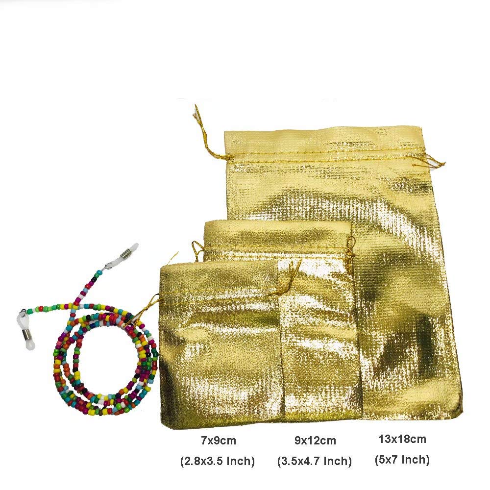 25pcs 5x7 Inch Heavy Duty Drawstring Bags - Gold Jewelry Pouches, Snack & Candy Bags for Wedding, Birthday, Christmas, Thanksgiving Party Decorations - Perfect for Gift Wrapping, Party Favors & Small Item Storage