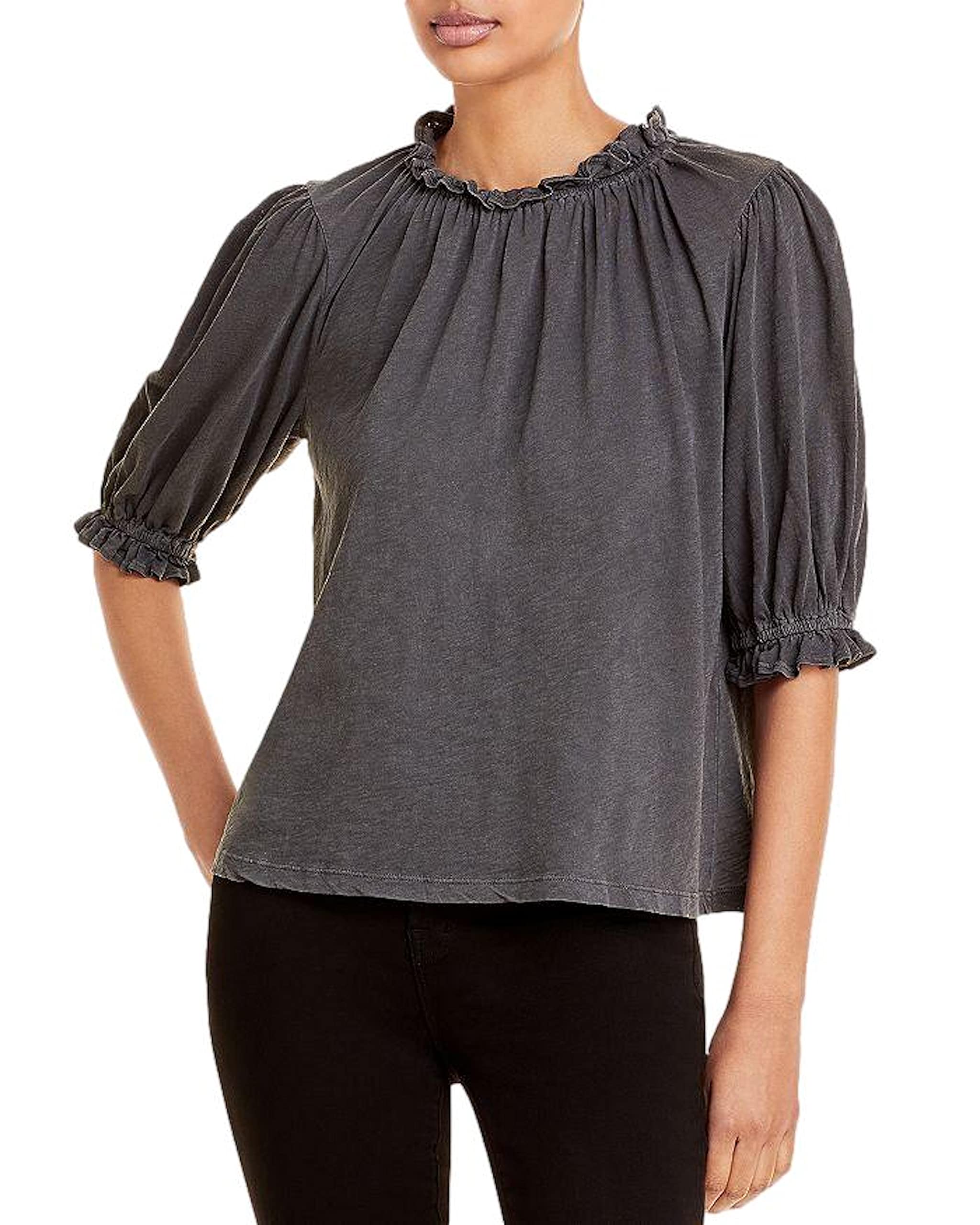 SUNDRY Women's Bubble Sleeve T-Shirt - Trendy Casual Top for Everyday Wear, Date Night & Weekend Outfits