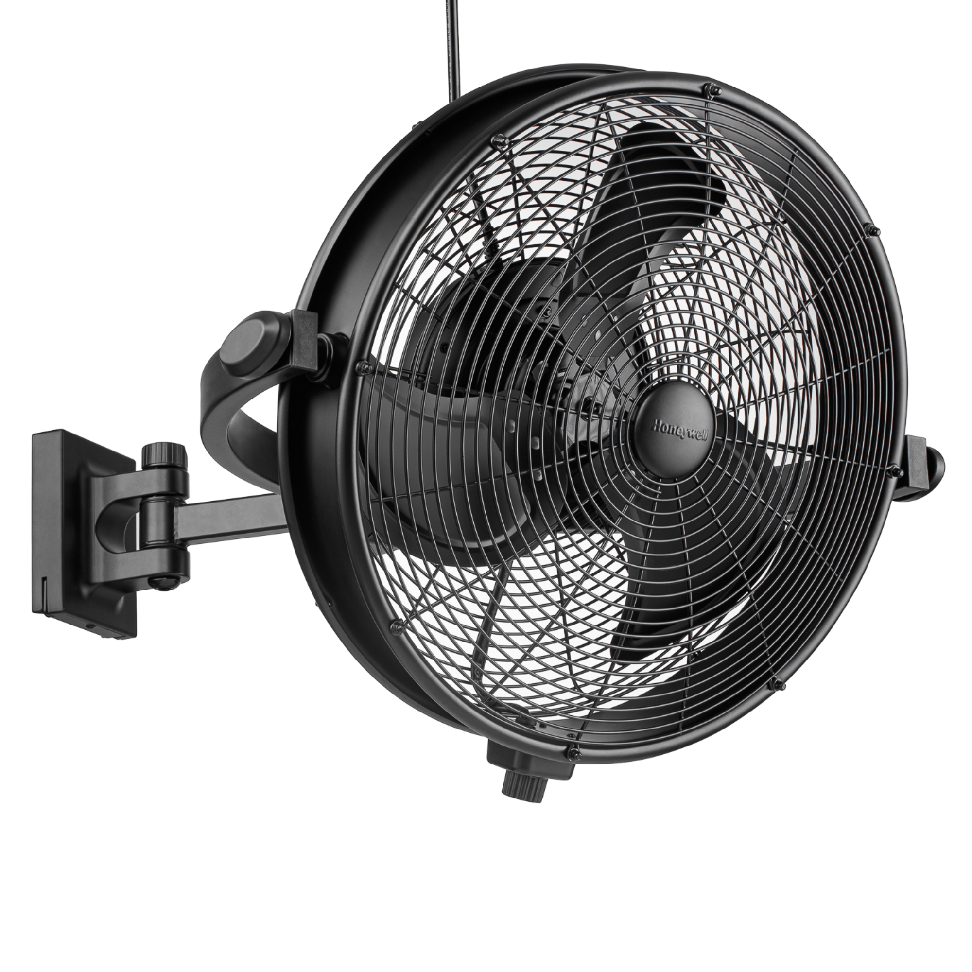 18 Inch Honeywell Indoor/Outdoor Wall Mount Fan - Black Patio Ceiling Fan with Remote Control - Perfect for Porch, Garage, and Covered Outdoor Spaces