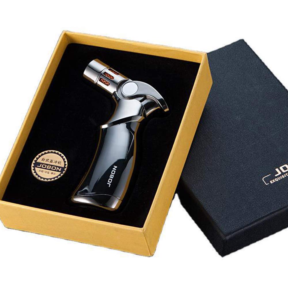 Outdoor Butane Jet Lighter - 4 Nozzle Windproof Torch Lighter for Cigar, Pipe & BBQ - Durable Metal Gas Lighter with Flame Fix Technology - Perfect for Camping, Grilling & Outdoor Adventures