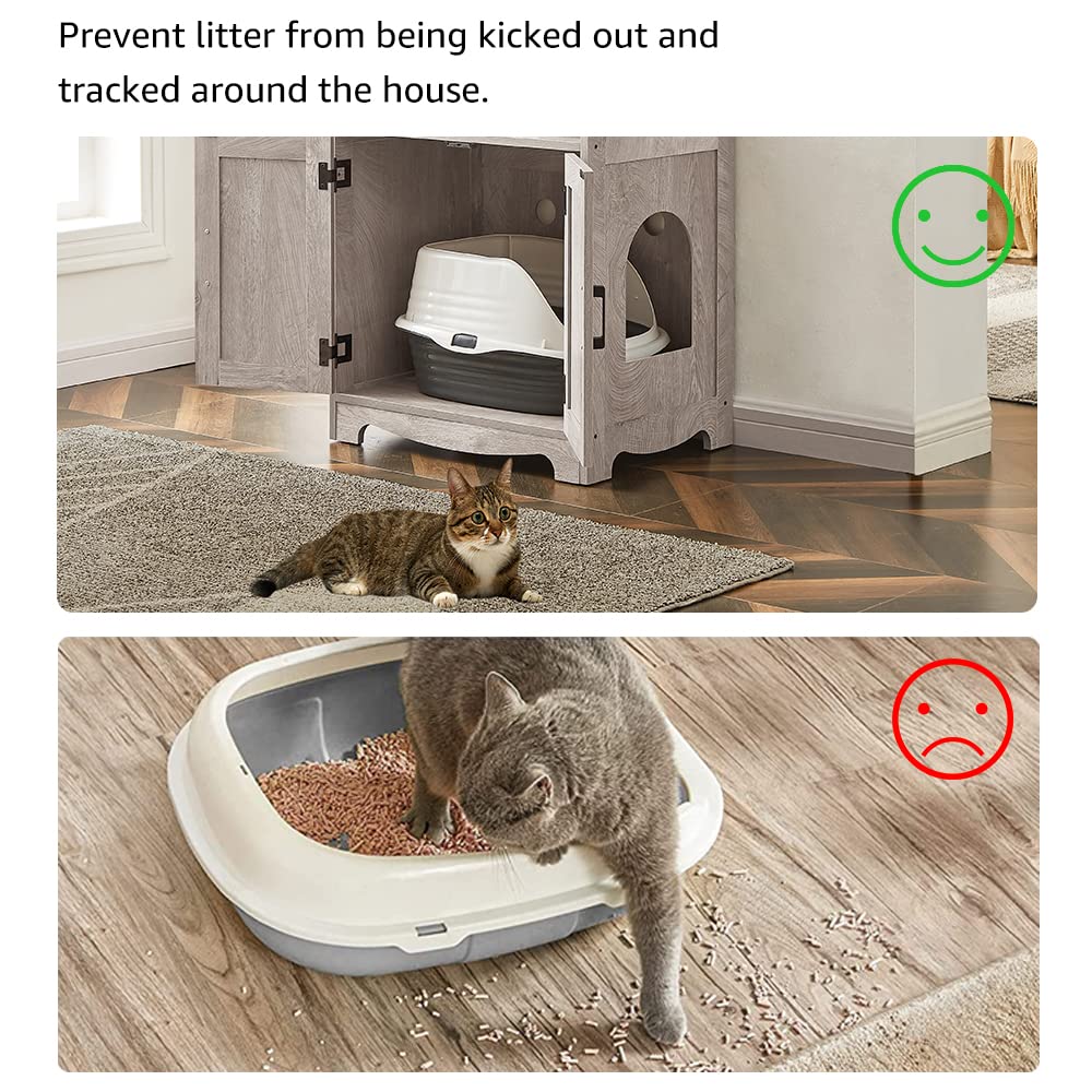 beeNbkks Wooden Cat Litter Box Furniture - Hidden Litter Box Enclosure with Washroom | Indoor Cat House Nightstand End Table & Pet Crate Cabinet | Perfect for Small Spaces, Living Rooms & Bedrooms