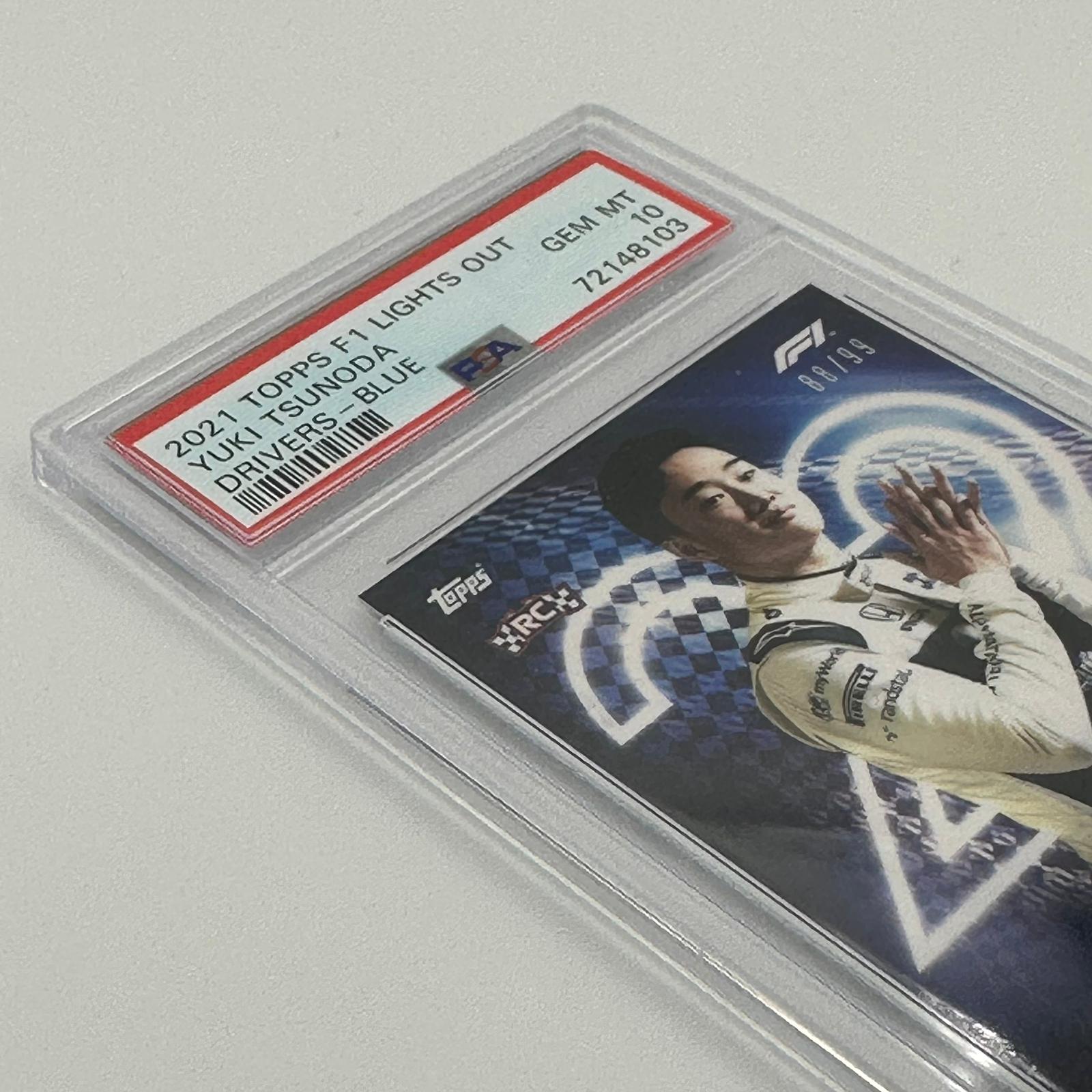 PSA 10 Graded 2021 Topps Chrome Formula 1 Yuki Tsunoda Blue Parallel 88/99 - Rare F1 Racing Card for Collectors & Sports Memorabilia Enthusiasts
