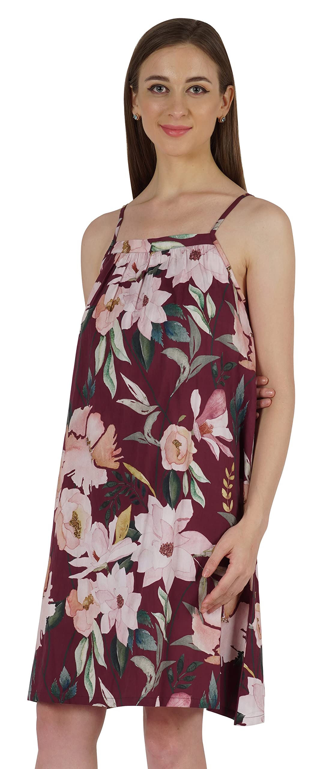 Bimba Women's Casual Printed Spaghetti Strap Dress - Short Summer Sundress Midi Length for Beach, Vacation & Outdoor Activities