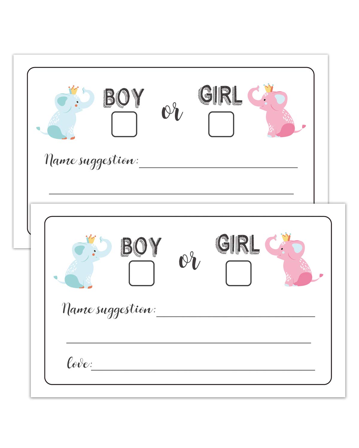 50-Pack Gender Reveal Voting Cards for Baby Shower Party Games - Boy or Girl Prediction Cards (3.5