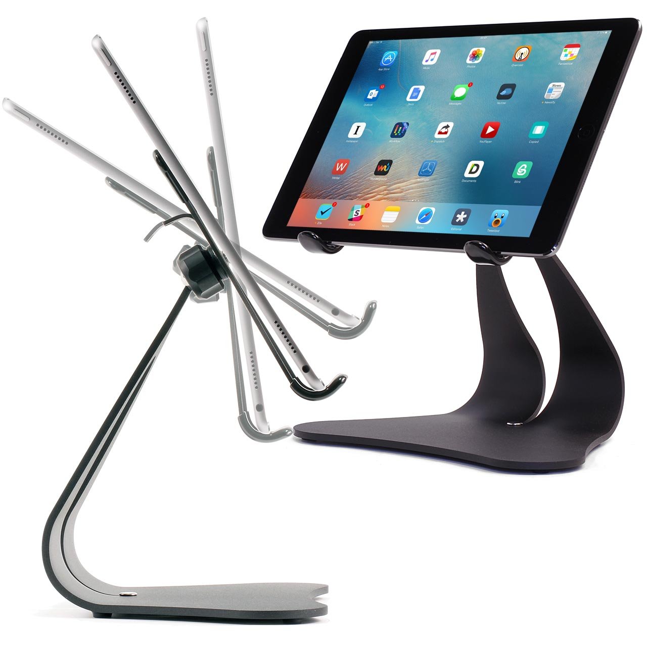 Thought Out Stabile PRO Pivoting iPad Stand - Adjustable Tablet Holder for Apple iPad (2nd-10th Gen) - Premium Black Aluminum - Made in USA - Perfect for Home Office, Video Calls, Drawing & Reading in Bed