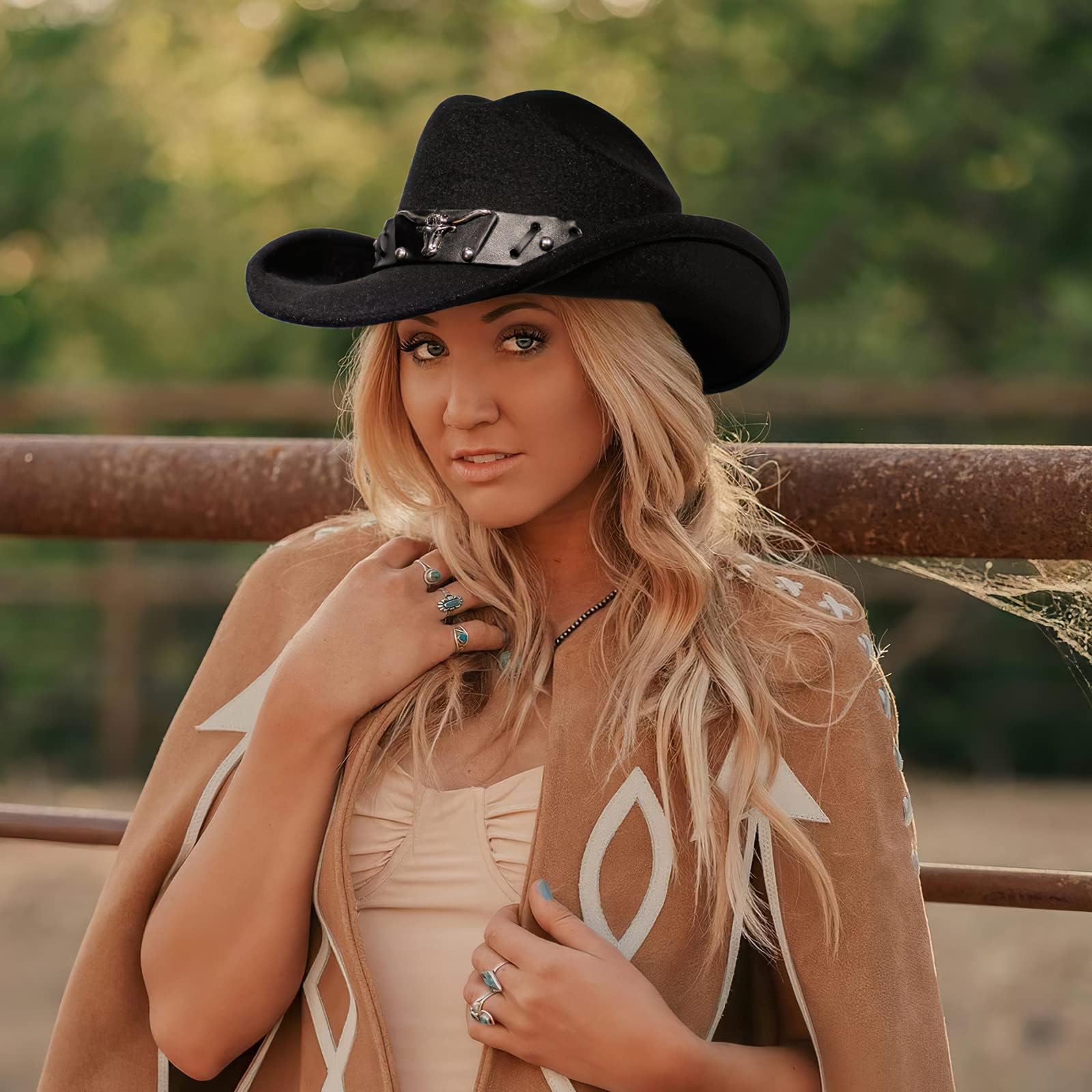 Stylish Cowboy Hat for Women & Men - Western Rancher Hat for Outdoor, Rodeo, and Country Fashion