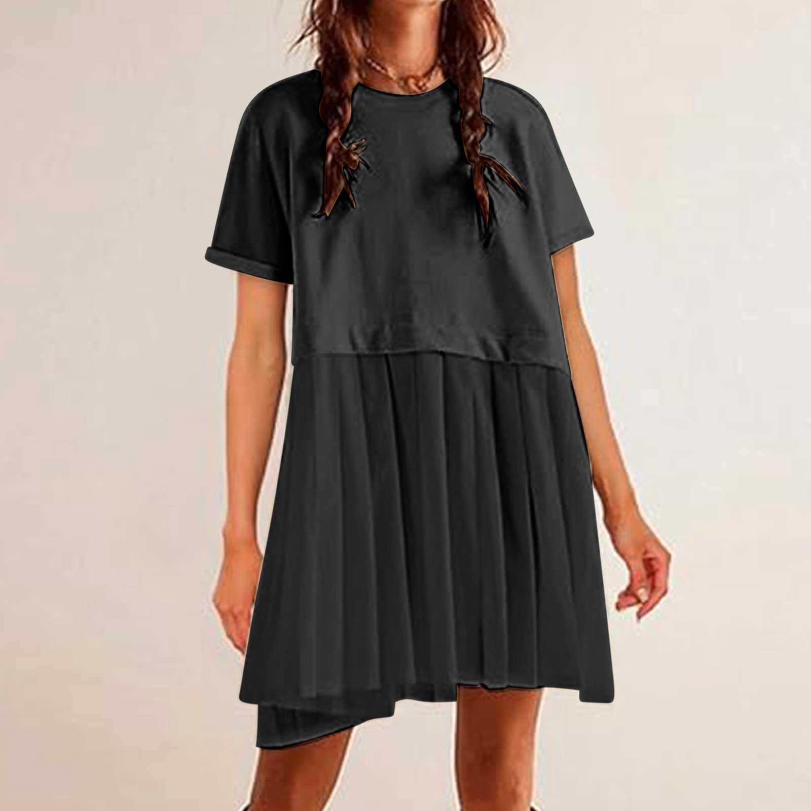 Women's Oversized Sweatshirt Dress - Summer Ruffle A-Line Babydoll Mini Dress for Casual, Athletic & Tennis Wear | Lounge, Gym, Street Fashion & Date Night Outfits