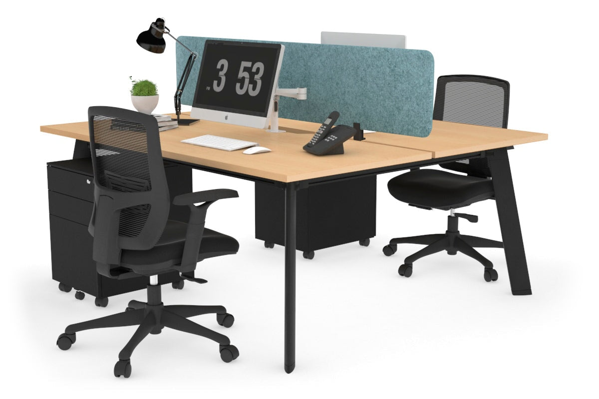 2 Person Workstation with Black Frame - 1200L x 800W Office Desk with Cable Management | Perfect for Home Office, Coworking Spaces & Small Business Teams