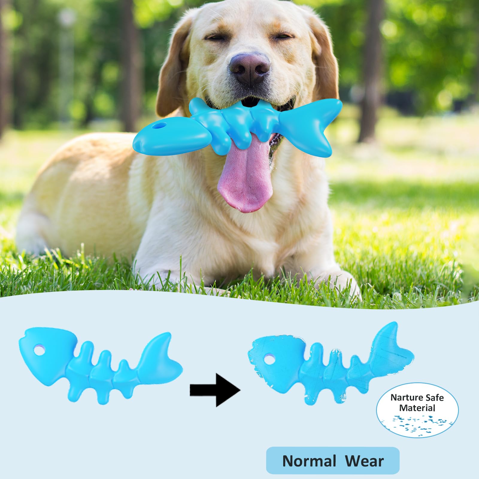 Indestructible Nylon Fish Bone Dog Chew Toy for Aggressive Chewers - Durable Large Breed Dog Toy for Strong Jaws | Perfect for Teething Puppies, Boredom Relief & Dental Health
