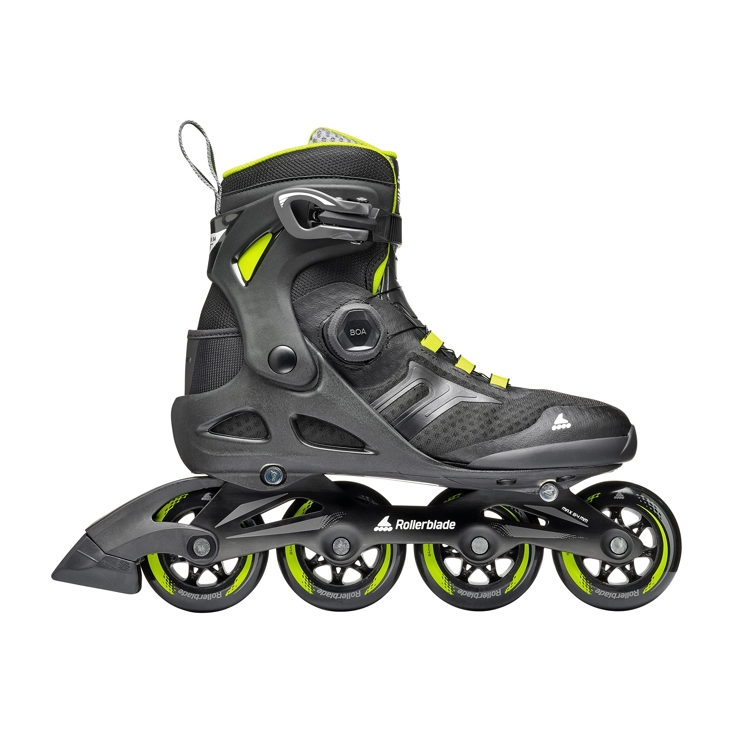 Rollerblade Macroblade 84 BOA Adult Fitness Inline Skates - High Performance Black & Lime for Men & Women - Perfect for Outdoor Exercise, Fitness Training & Recreational Skating
