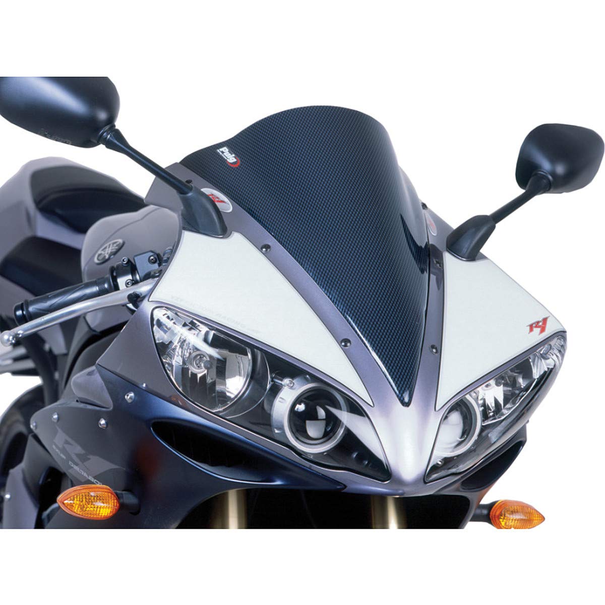 Puig 4933C Carbon Fiber Racing Windscreen - High Performance Motorcycle Windshield for Sport Bikes (Perfect for Track Days & High-Speed Riding)