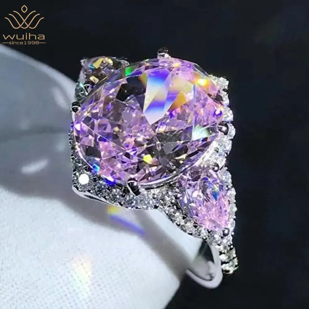 WUIHA Classic 925 Sterling Silver Oval 3EX 5CT VVS Yellow Moissanite Engagement Ring for Women - Wedding, Proposal, Anniversary Gift - Fine Jewelry for Brides & Couples
