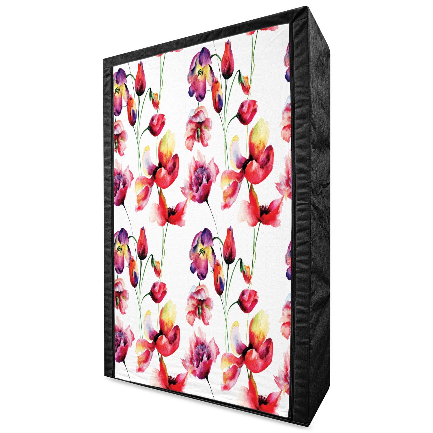 Ambesonne Tulip Portable Fabric Wardrobe | Pastel Blooming Tulip & Poppy Floral Pattern | 42.5