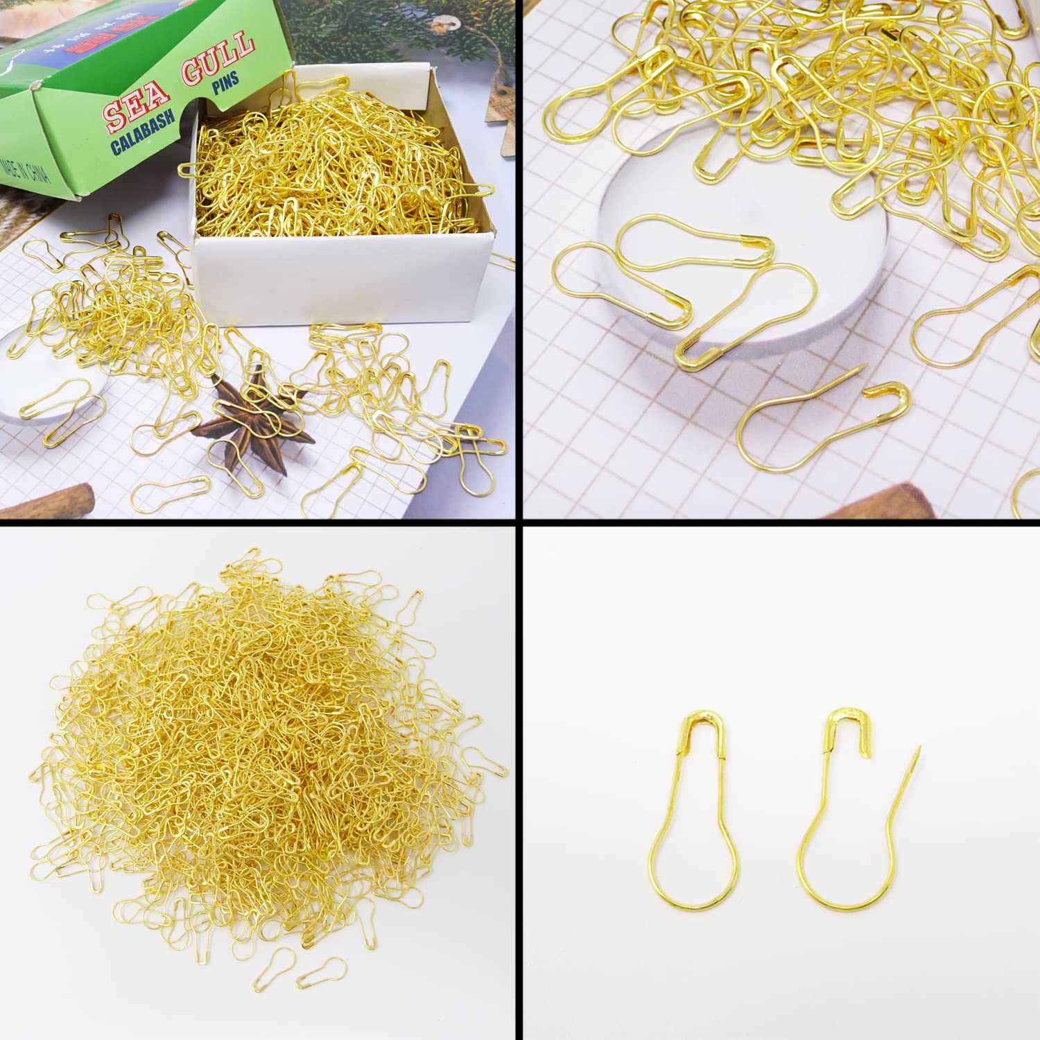 Honbay 1000PCS 22mm Mini Metal Safety Pins for Sewing & Crafts (Gold)