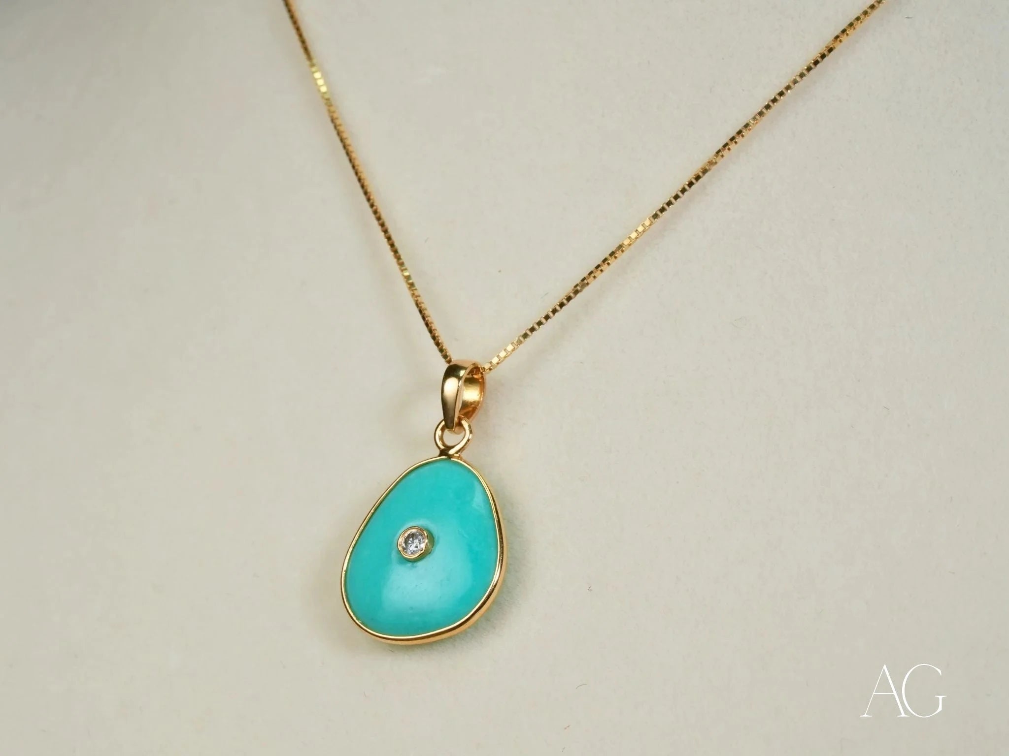 Turquoise Spark: Elegant Turquoise & Diamond Pendant Necklace for Women | Perfect for Weddings, Anniversaries & Special Occasions