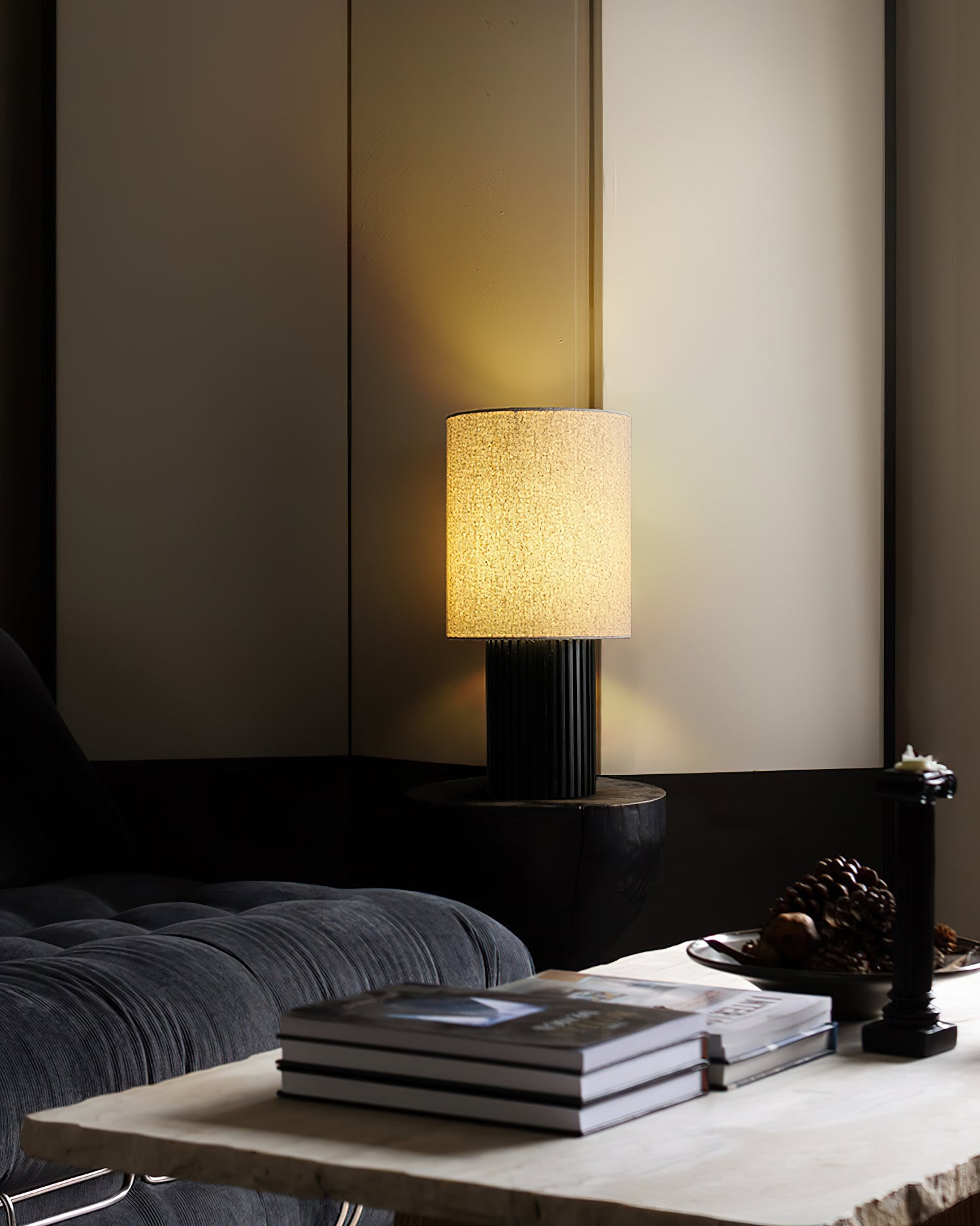 Modern Wooden Log Standing Table Lamp - Adjustable Height & Warm LED Light for Living Room, Bedroom, or Office Decor