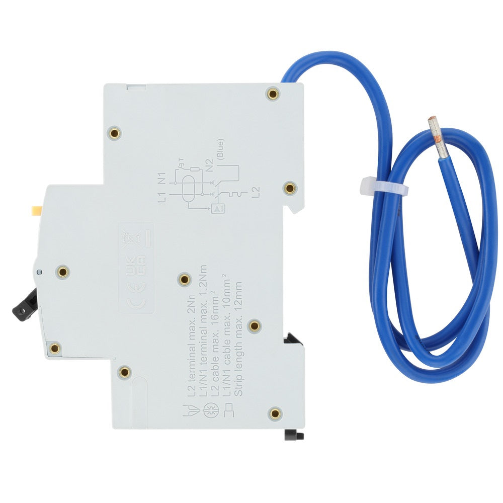 BG Fortress Type A Double Pole B Curve RCBO 16A Circuit Breaker with Overload Protection - Ideal for Home Electrical Safety and Panel Upgrades