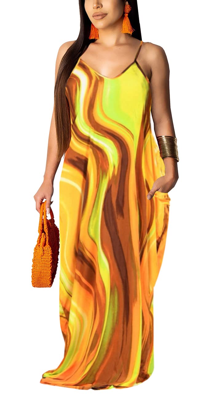 BessCops Women's Plus Size Summer Maxi Dress 2025 - Sleeveless Loose Long Sundress with Pockets | Casual Sexy Beach Dress for Vacation, Party & Everyday Wear