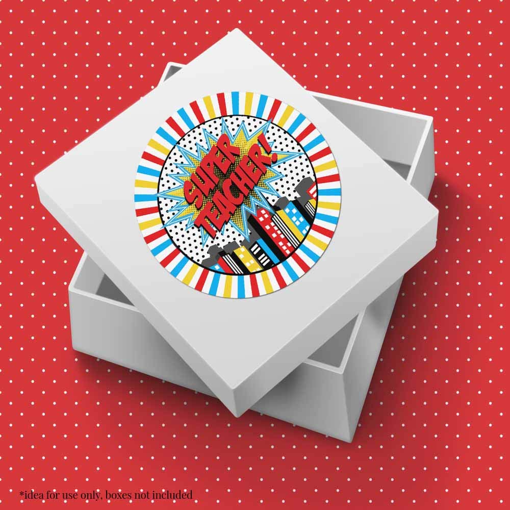Super Teacher Super Hero Themed Thank You Stickers - 40 Pack 2 Inch Circle Labels for Teacher Appreciation Gifts, Envelope Seals & Party Favors - Perfect for Classroom Rewards, Gift Wrapping & School Events by AmandaCreation