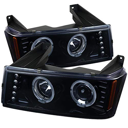 2004-2012 Chevy Colorado & GMC Canyon Glossy Black LED Halo Projector Headlights - Smoke Lens for Enhanced Night Visibility & Aggressive Style - Perfect for Off-Roading, Night Driving & Custom Truck Upgrades