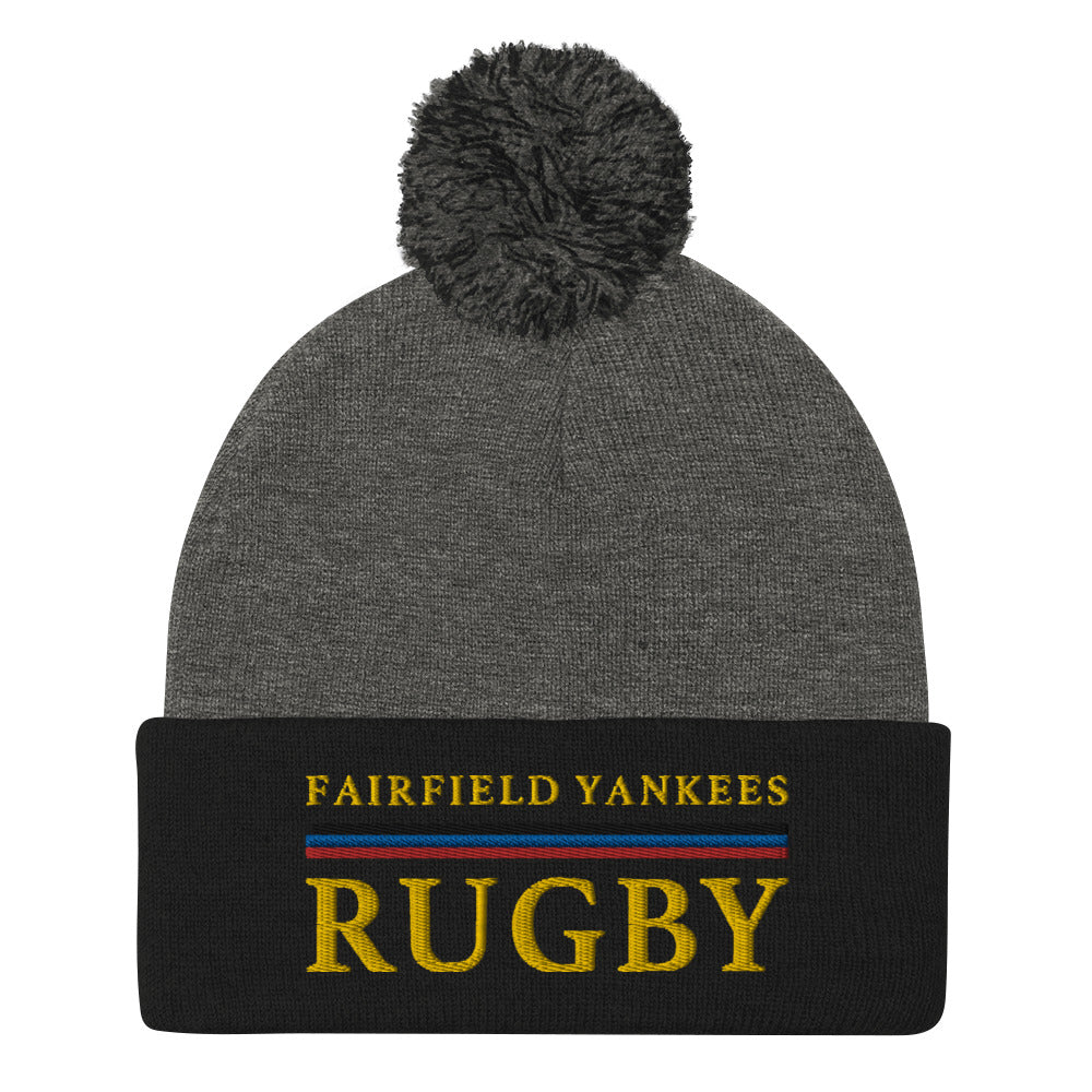 Fairfield Yankees RFC Pom Beanie - Winter Knit Hat for Men & Women - Cozy & Warm Team Logo Beanie for Football Fans - Perfect for Cold Weather, Outdoor Sports & Game Day