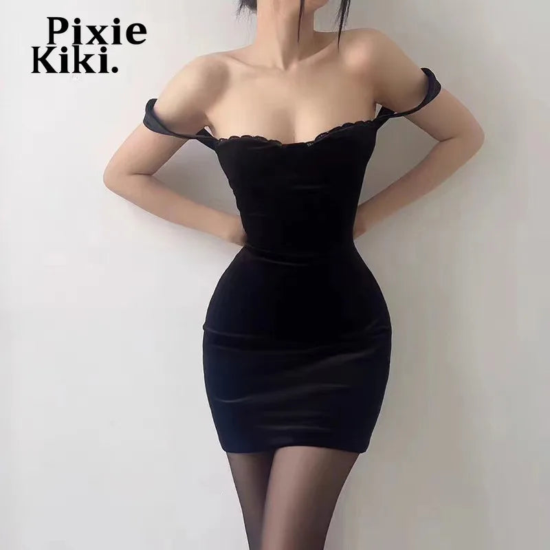 Black & Red Velvet Sexy Mini Dress for Women - Square Neck Backless Clubwear, Birthday Party Dress, Elegant Robe Femme | Perfect for Night Out, Date Night, and Special Occasions