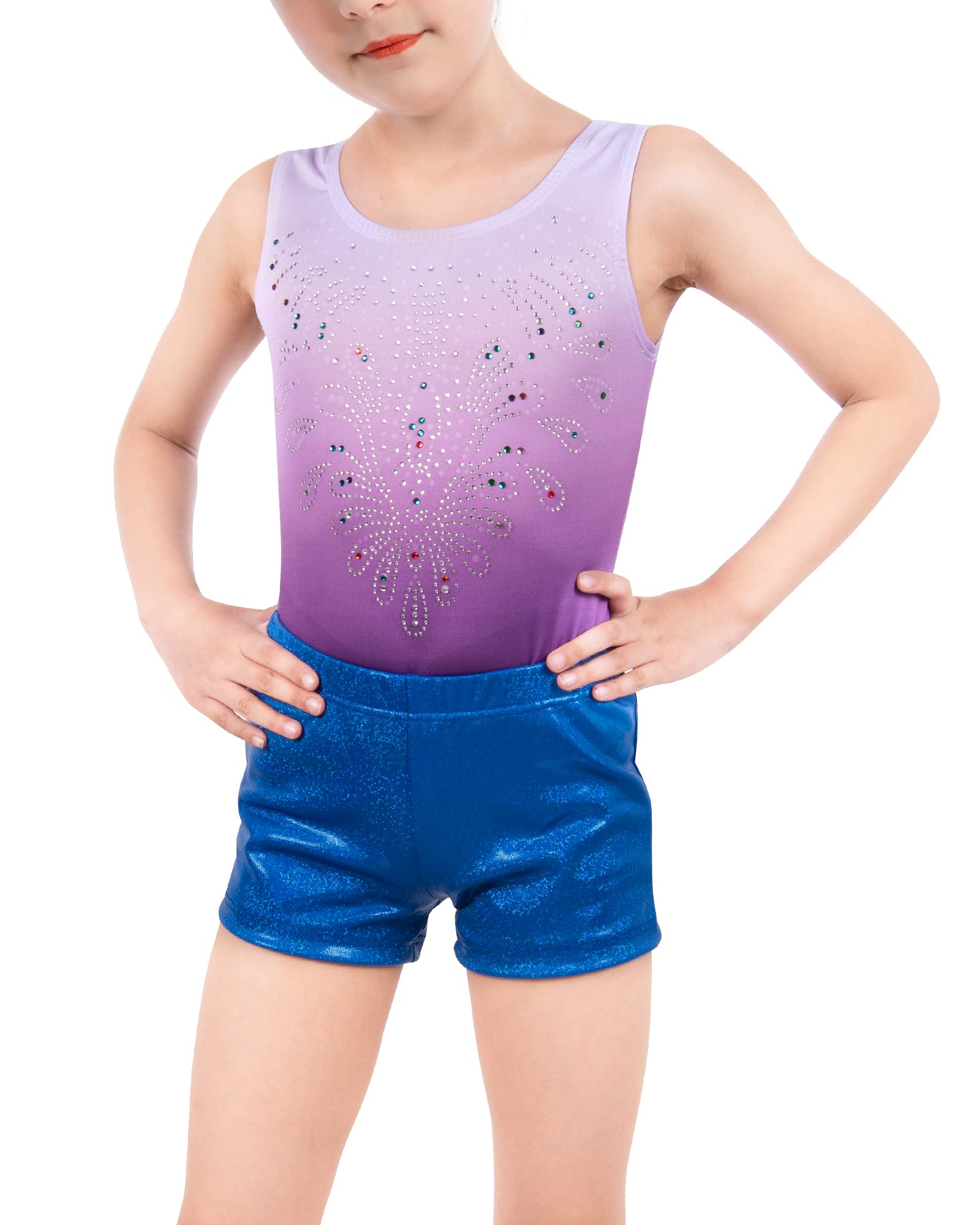 Sparkly Girls Gymnastics Shorts - Shiny Dance & Tumbling Athletic Shorts for Kids - Black Performance Wear for Cheerleading, Ballet, Yoga & Gym Practice