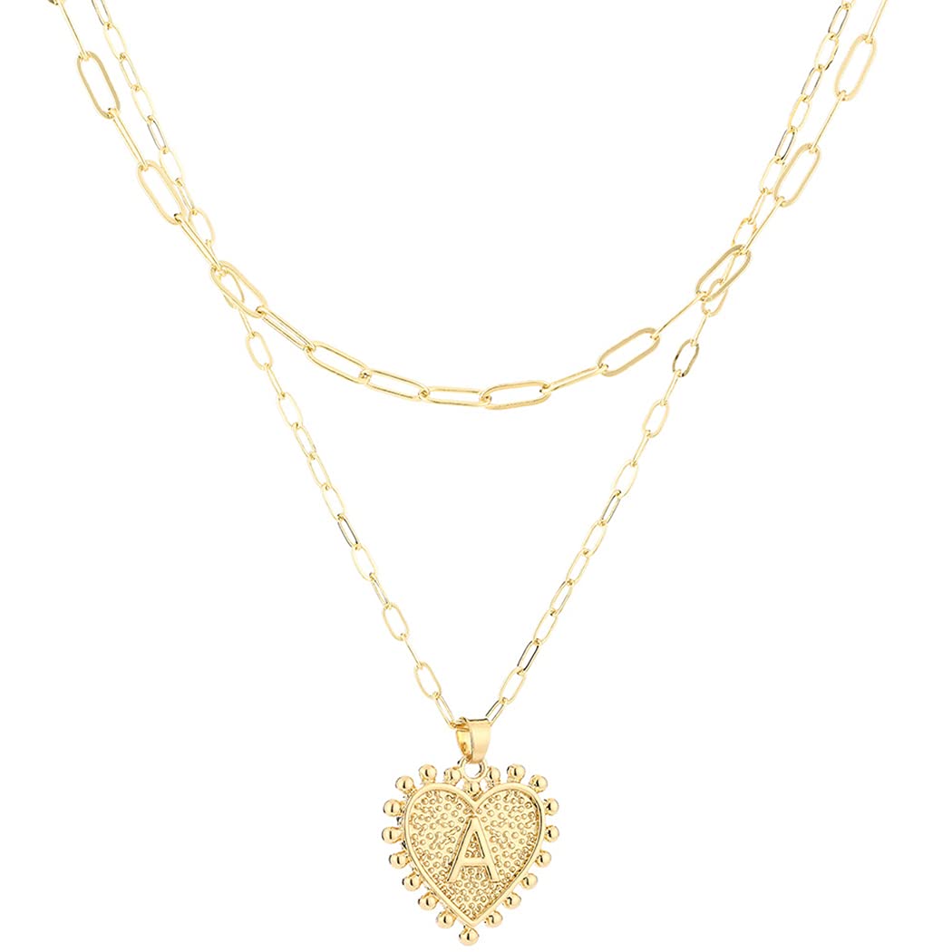 Elegant Acedre Heart Letter Pendant Necklace - Initial Layered Paperclip Chain Choker Jewelry for Women & Girls | Perfect for Valentine's Day, Anniversary Gifts & Everyday Fashion Accessories