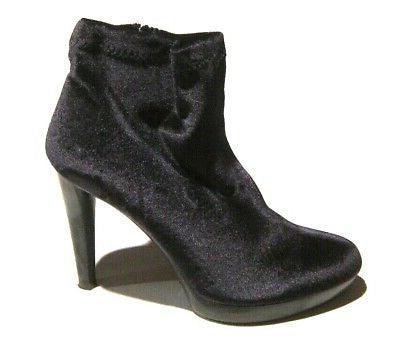 RAPISARDI Women's Navy Blue Velvet Ankle Boots - Stylish Winter Booties for Casual Outings & Holiday Parties