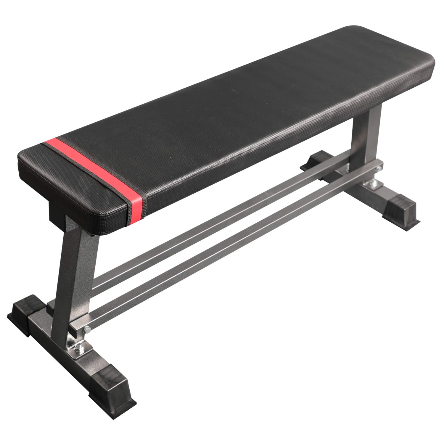Premium Flat Weight Bench with Built-in Dumbbell Rack - Heavy Duty Home Gym Equipment for Strength Training & Bench Press - Perfect for Home Workouts & Compact Spaces (Black)