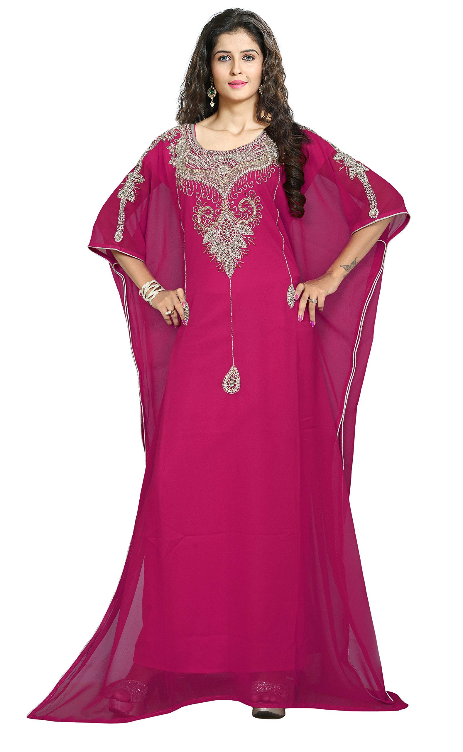 KoC Women's Kaftan Farasha Caftan Kimono Long Maxi Dress - Summer Beach Cover Up, Free Size, Boho Chic Loungewear for Vacation, Pool Party & Resort Wear