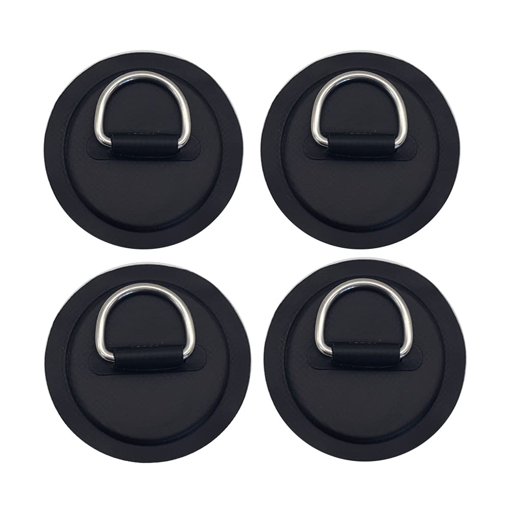4 Pack Black Stainless Steel D-Rings for PVC Inflatable Boats, Canoes, Rafts, Kayaks, Surfboards & Paddle Boards - Heavy Duty Marine Hardware for Watercraft Repair & Accessories (Perfect for Securing Gear & Reinforcing Seams)