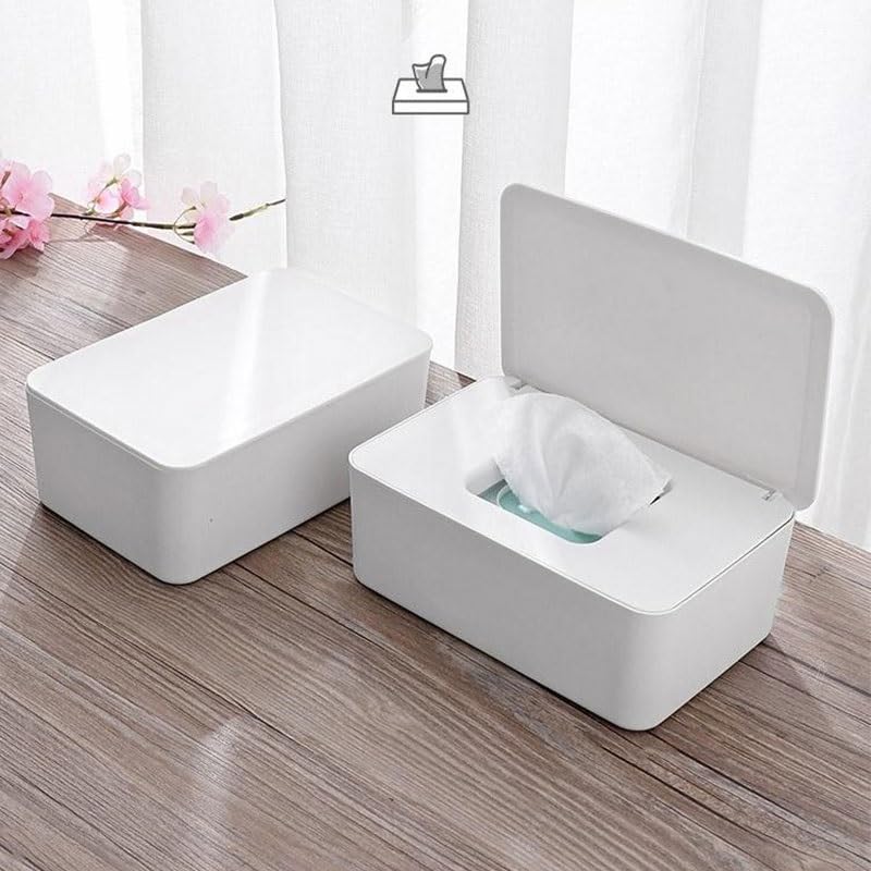 DFHBFG Wet Wipes Storage Box with Lid - Portable Desktop Tissue Organizer for Baby Wipes, Makeup Remover Wipes & Disinfecting Wipes | Perfect for Home, Office, Nursery, Travel & Car Use