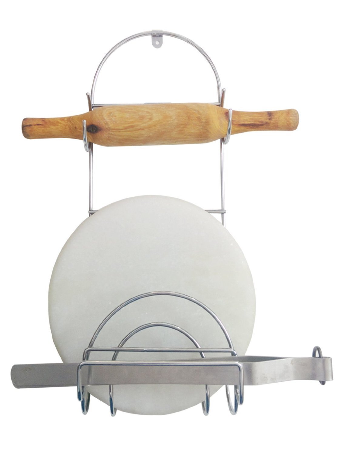 Premium Stainless Steel Rolling Pin Holder - Chakla Belan Stand with Mounting Hardware | Space-Saving Kitchen Organizer for Rolling Pins & Boards | Rustproof & Easy to Clean | Perfect for Baking, Cooking & Dough Preparation | Fits All Standard Rolling Pin Sizes