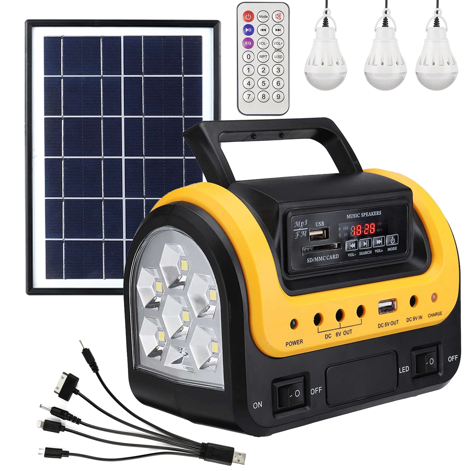 Portable Solar Generator with Solar Panels - 1000W Lifepo4 Battery Power Station with LED Flashlight | Emergency Backup for Hurricanes, Camping & Outdoor Adventures (Yellow)