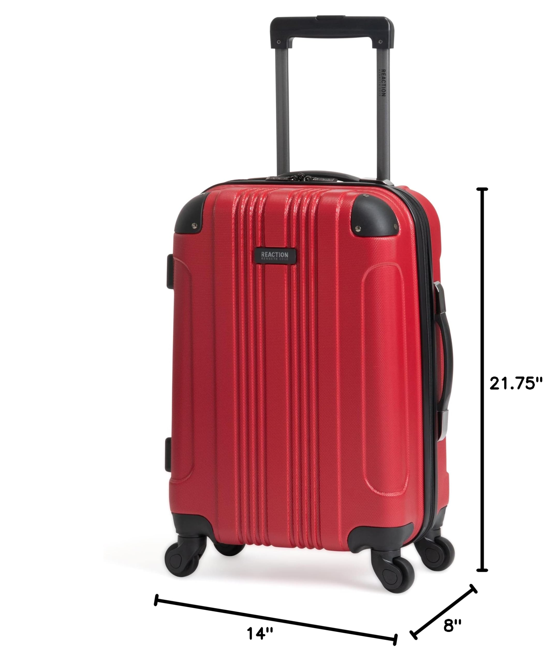 Kenneth Cole REACTION Out of Bounds Lightweight Hardshell 4-Wheel Spinner Luggage Carry On - 20 Inch Scarlet Red Suitcase for Travel, Business Trips & Weekend Getaways