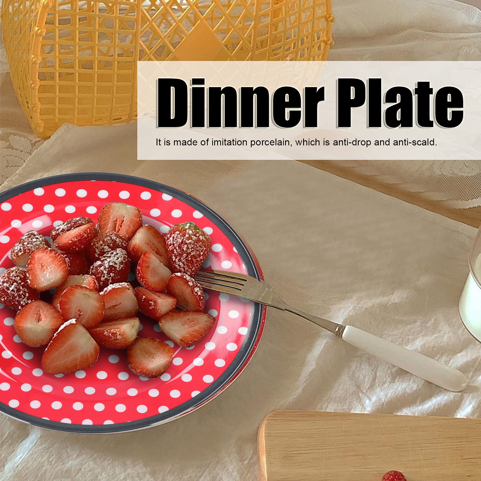 4-Piece 9-Inch Melamine Dessert Plates Set - Durable & Lightweight Salad, Snack & Appetizer Dishes for Home, Restaurant, Party, Hotel - Perfect for Ice Cream, Cake, Fruit & More