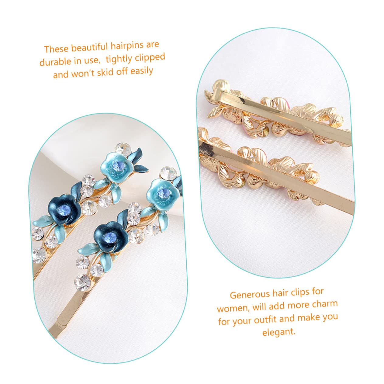 Elegant Rhinestone Hair Clips for Women - Flower Hair Barrettes for Party & Wedding