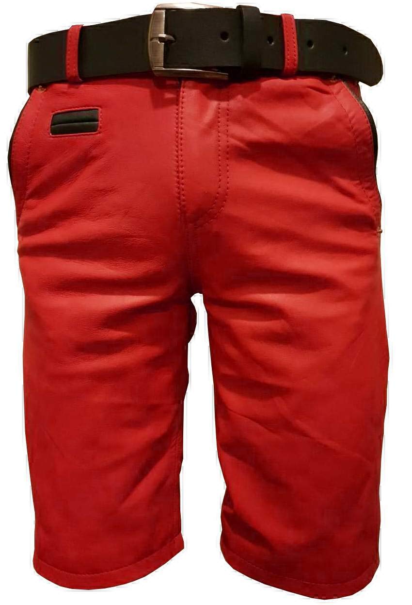 Premium Men's Leather Bermuda Shorts - Flat Front Classic Summer Shorts for Casual Wear, Beach & Outdoor Activities