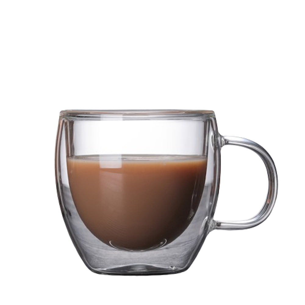 I.XXI Double Wall Insulated Glass Cup with Handle - 150ml (5oz) Coffee Mug for Hot & Cold Drinks - Perfect for Home, Office, and Travel Use