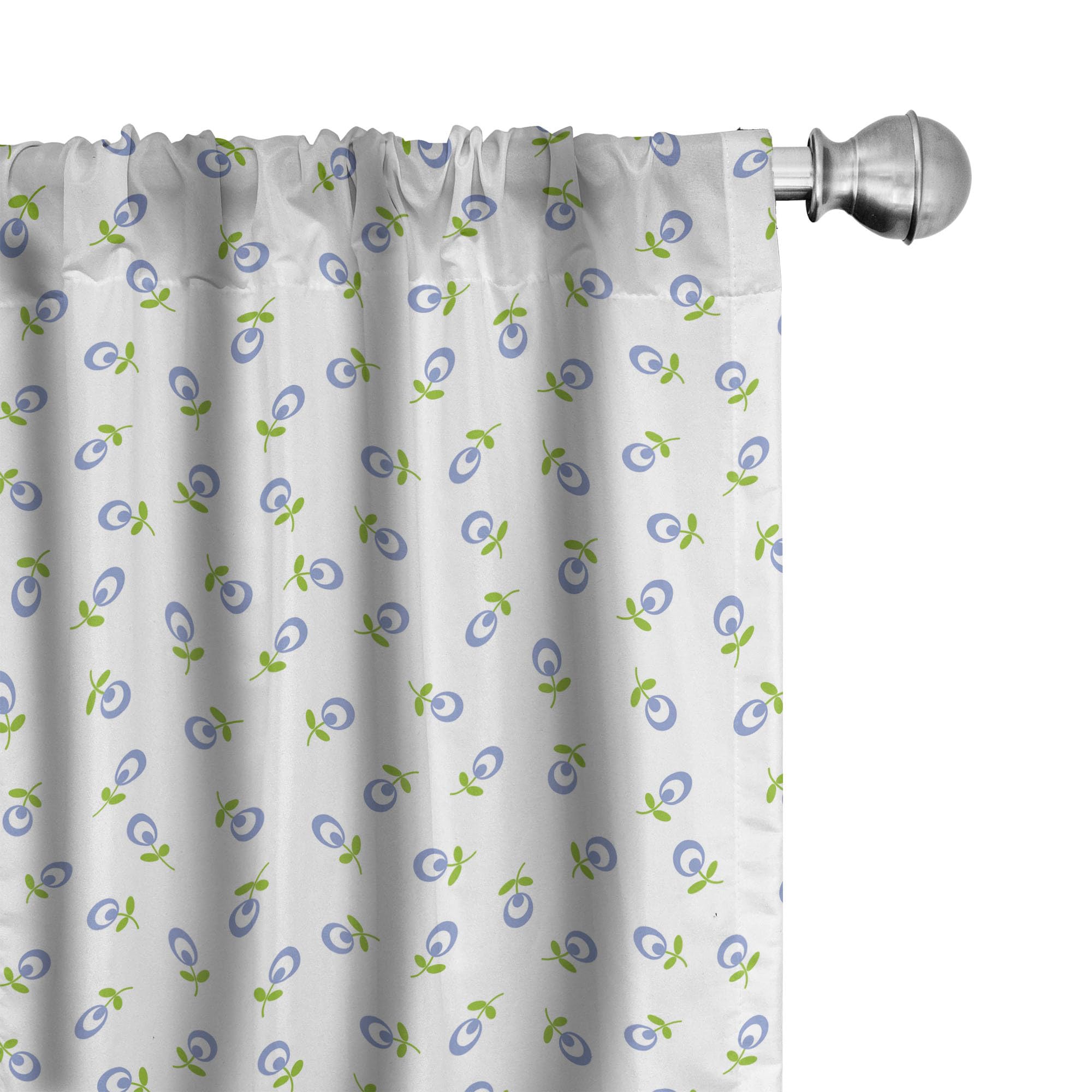 Ambesonne Floral Window Curtains - Vintage Abstract Spring Blooms with Green Leaves Design, Lightweight 2-Panel Set with Rod Pocket (28