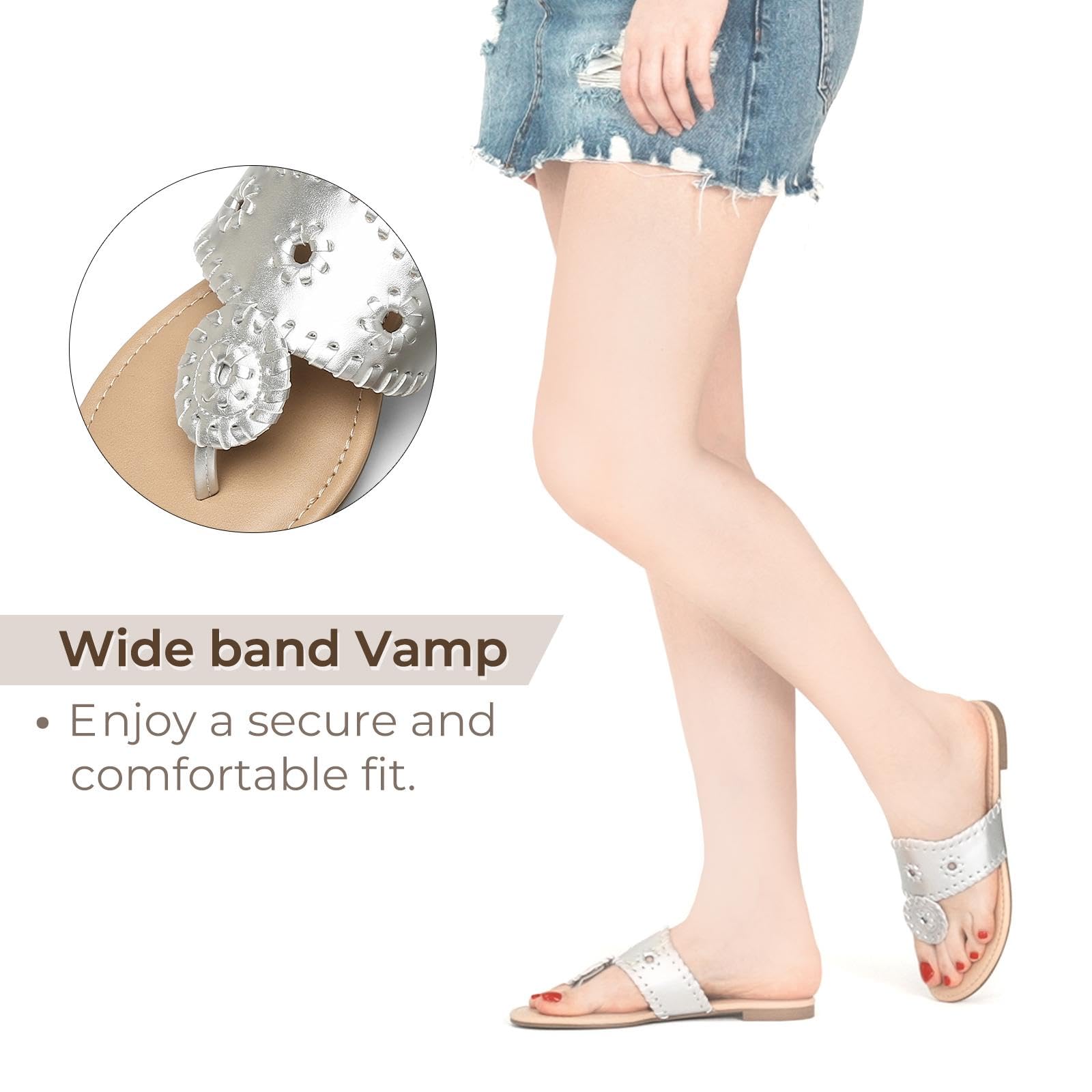 Katliu Women's Flat Sandals - Comfortable Flip Flop Thong Sandals for Beach, Pool & Summer Outfits | Dressy Casual Sandals for Women