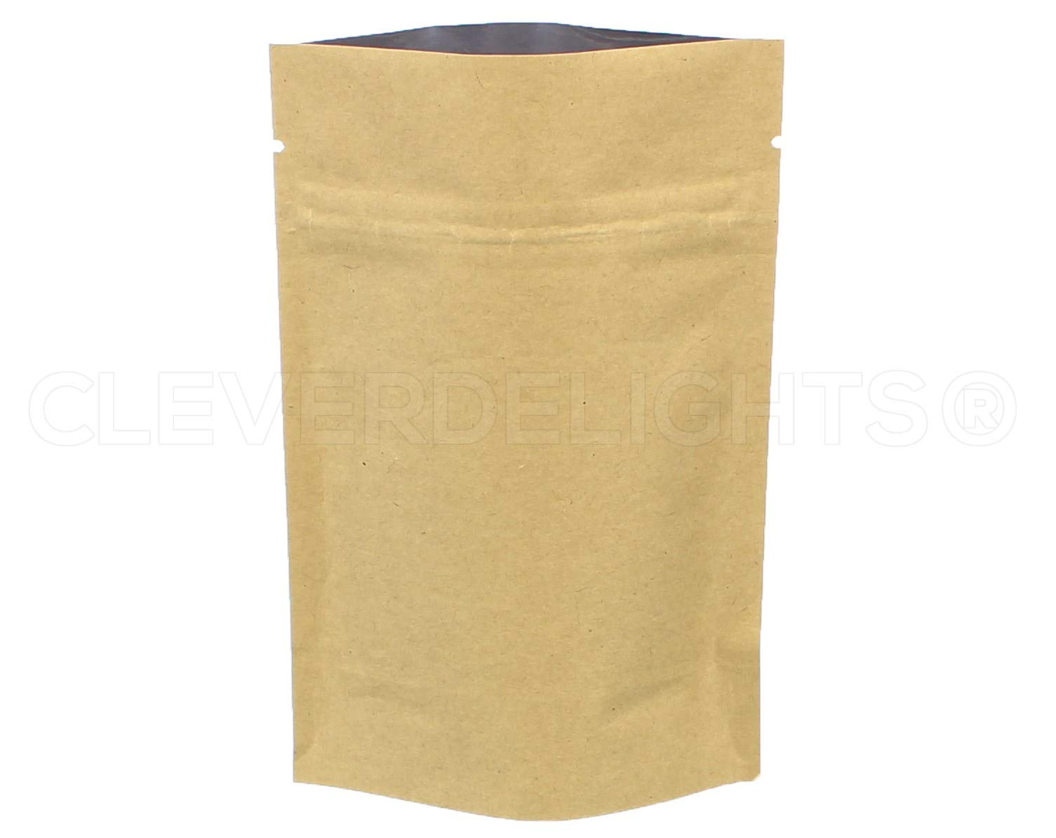 CleverDelights 2oz Kraft Stand Up Pouches - 1000 Pack Resealable Bags (4