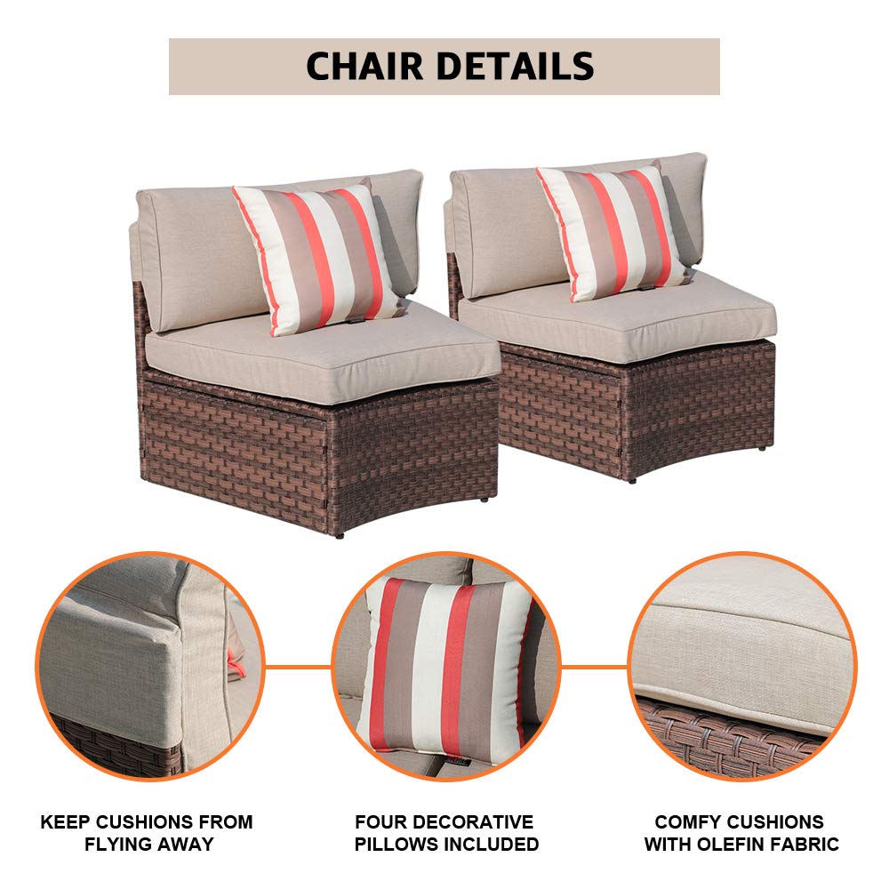 7-Piece Patio Furniture Set with Waterproof Cover - Brown PE Wicker & Beige Cushions for Outdoor Living | SUNSITT Half-Moon Sectional Sofa Set | Perfect for Backyard, Poolside & Garden Relaxation