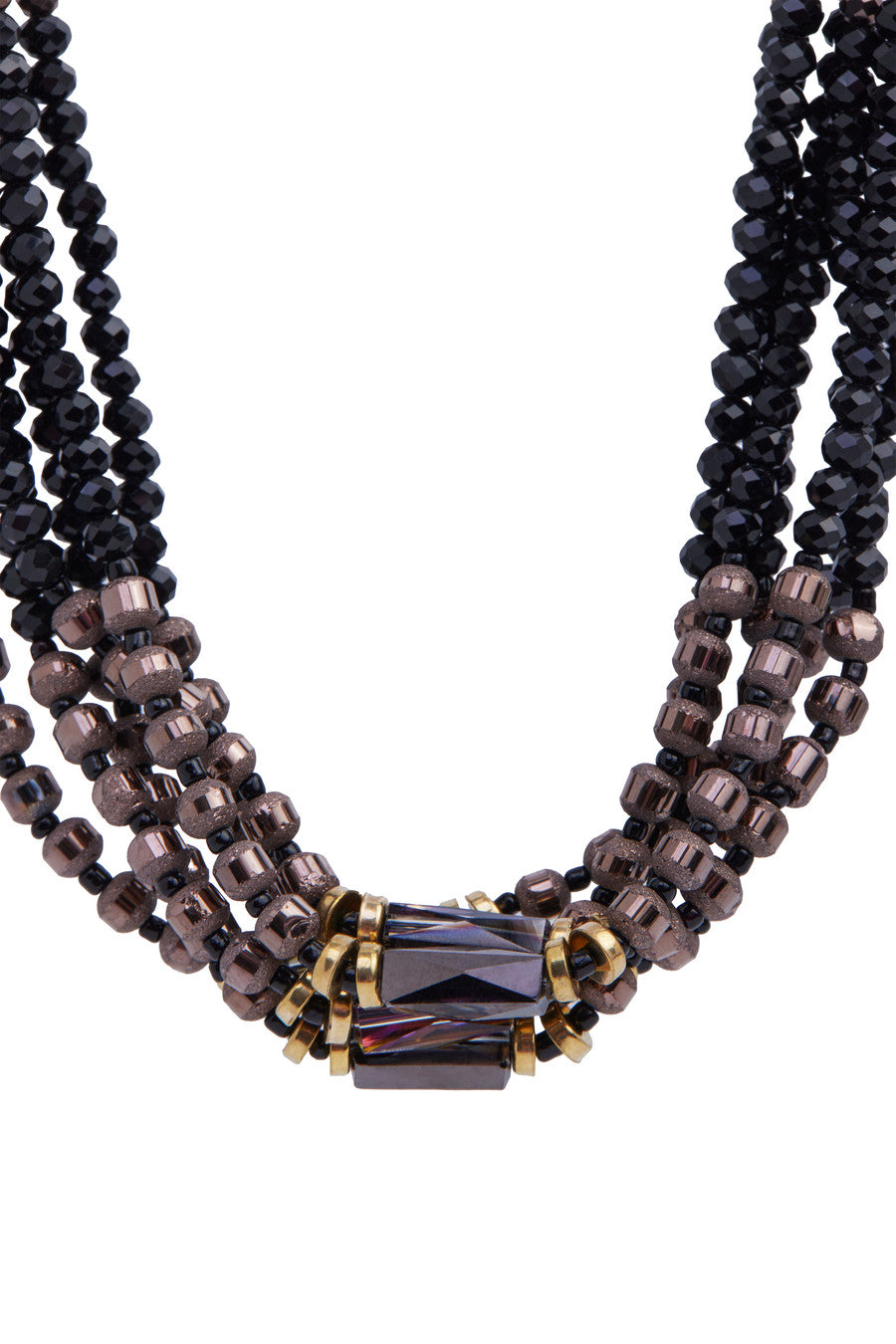 Elegant Black Glass Beaded Multi-Layer Necklace for Women - Perfect for Parties, Weddings & Evening Events